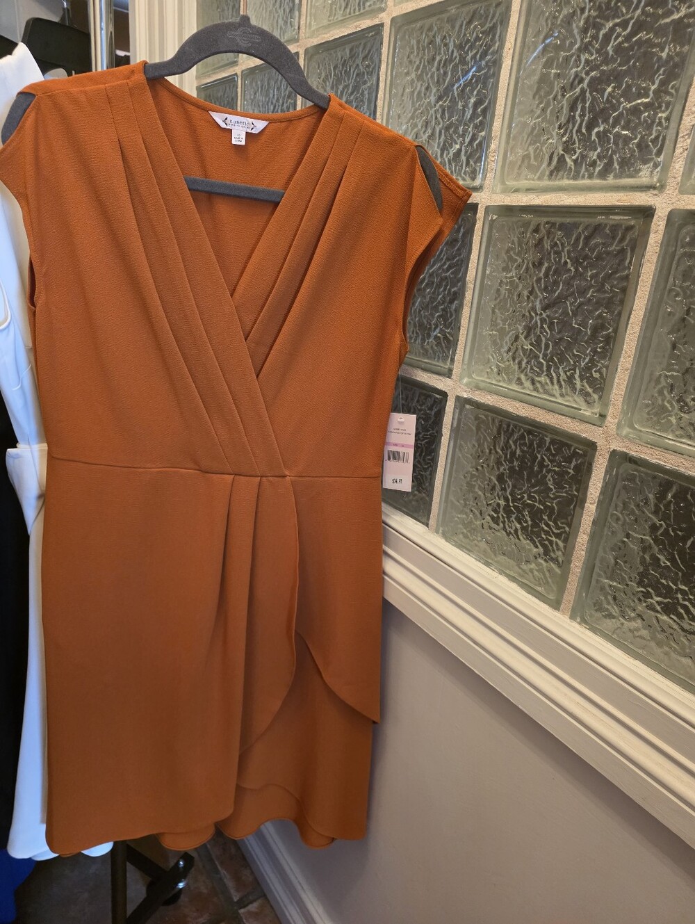 Nanette Lepore Burnt Orange Midi Faux-Wrap Dress